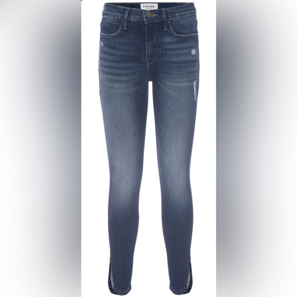 Frame Size 28 Le High Skinny Curved Hem Slit Jeans - Bustle - Picture 2 of 8